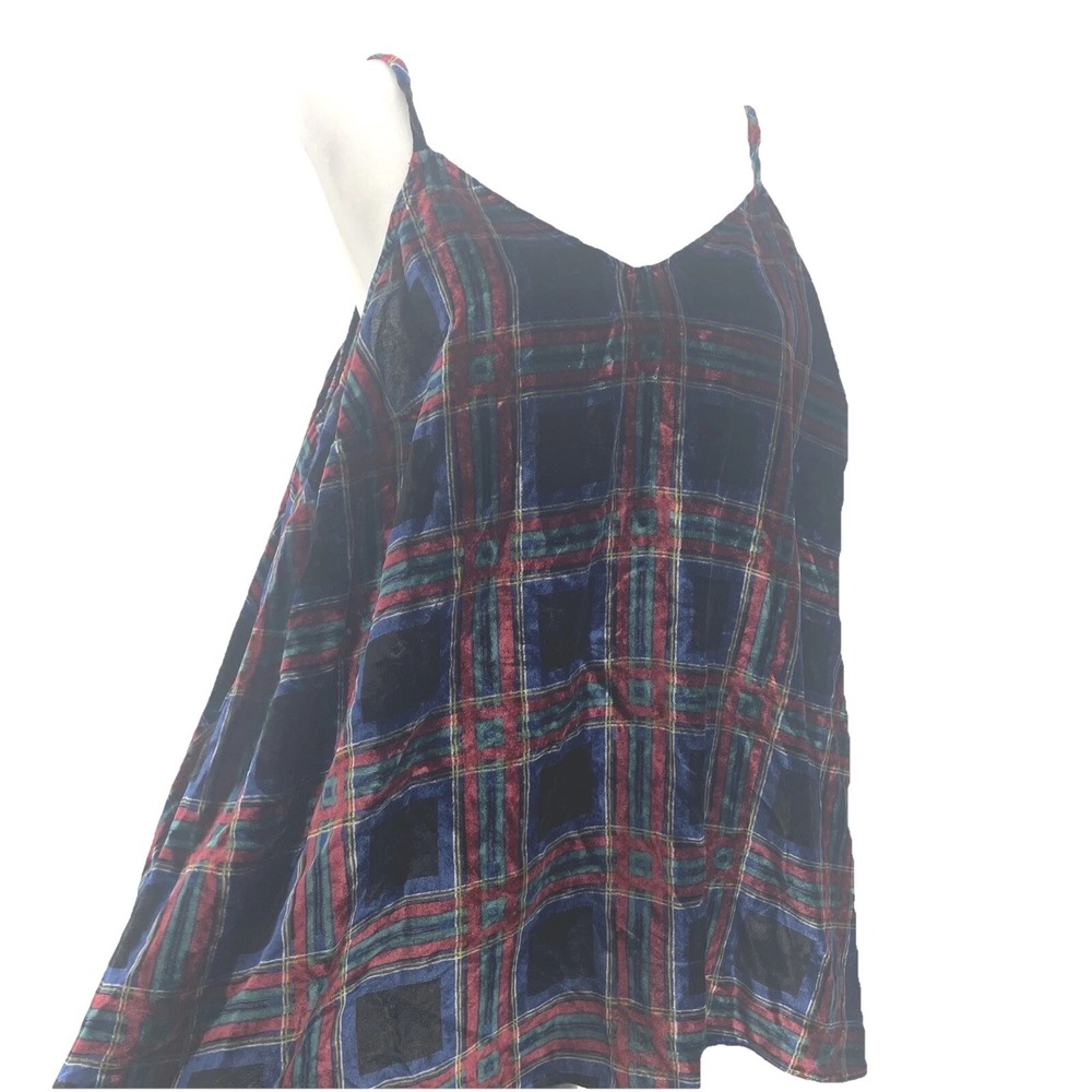 Torrid Velvet Cami Tank Women's 1X Plaid Dark Academia Preppy Holiday Party
